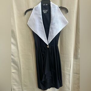 Vintage Brioche Black & White Statement Dress Size 12/14 Contrast Collar